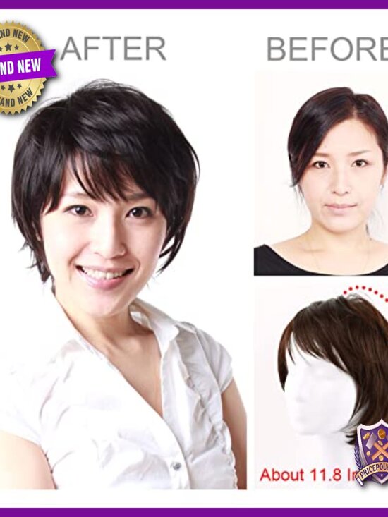 Short Layered Curly Human Hair Blend Wig for Women M Size Glueless main image 5
